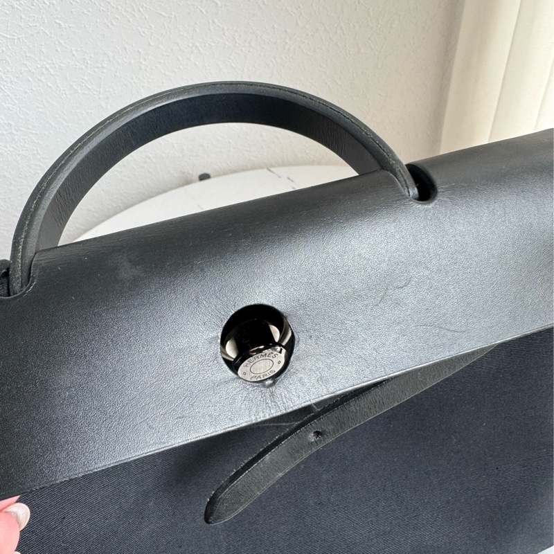 Hermes黑米帆布一代herbag 兩用❤️❤️-21