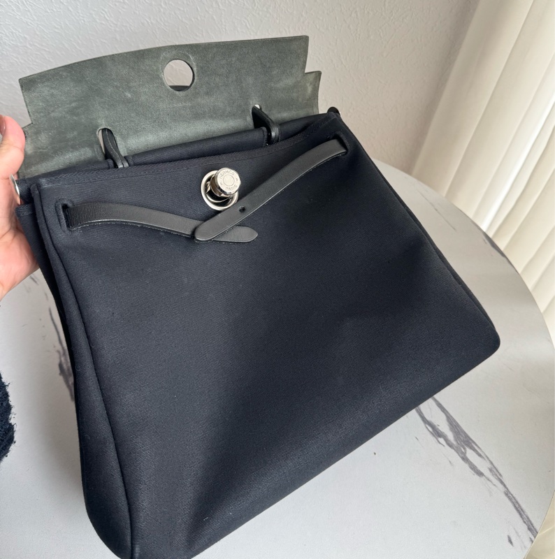 Hermes黑米帆布一代herbag 兩用❤️❤️-23