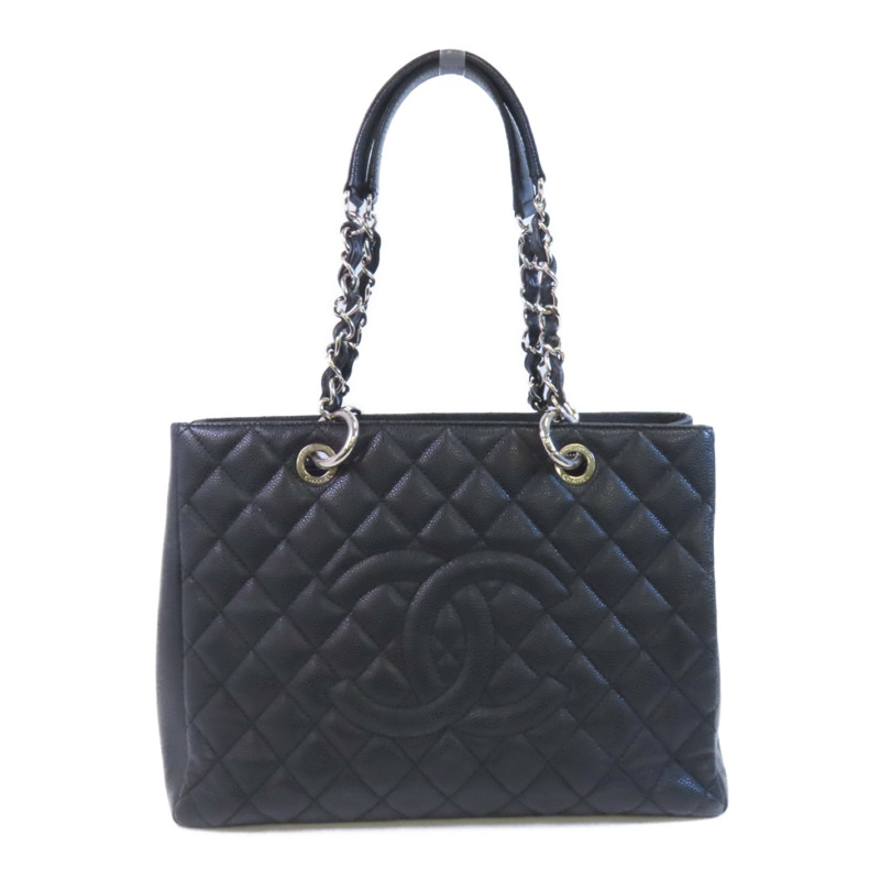 CHANEL 牛皮皮革GST銀扣鏈帶肩背袋-0