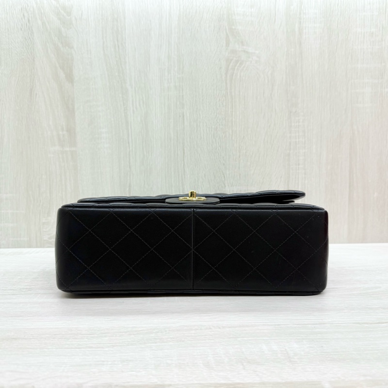 CHANEL黑色羊皮金釦JUMBO COCO30cm/A58600-5