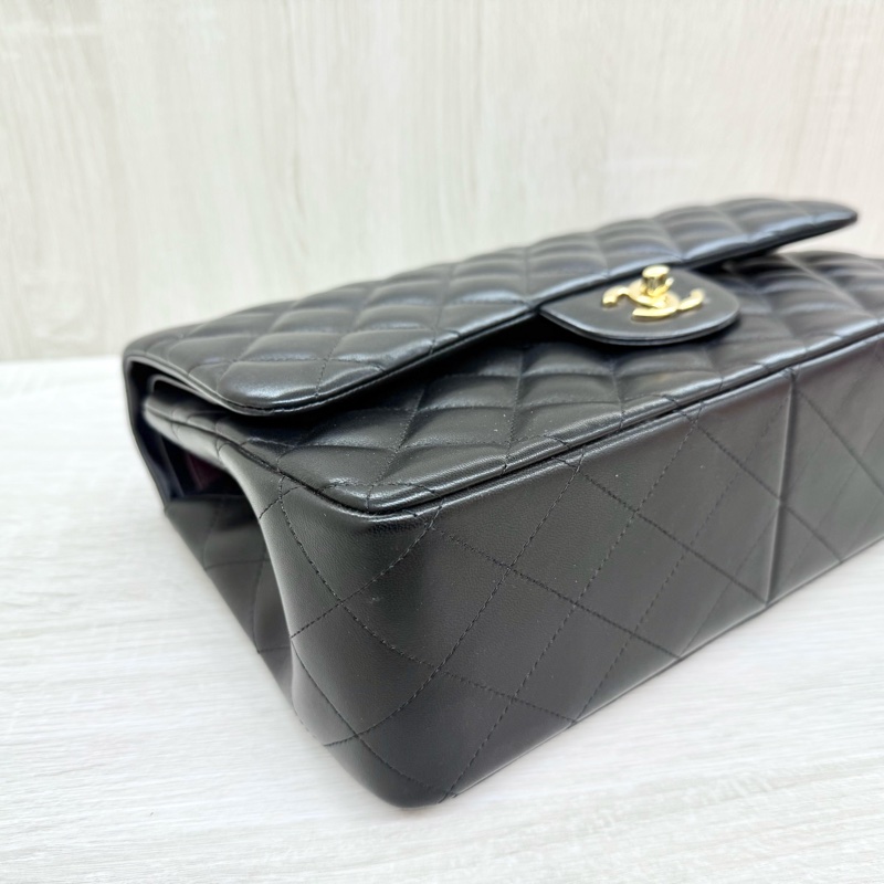 CHANEL黑色羊皮金釦JUMBO COCO30cm/A58600-6