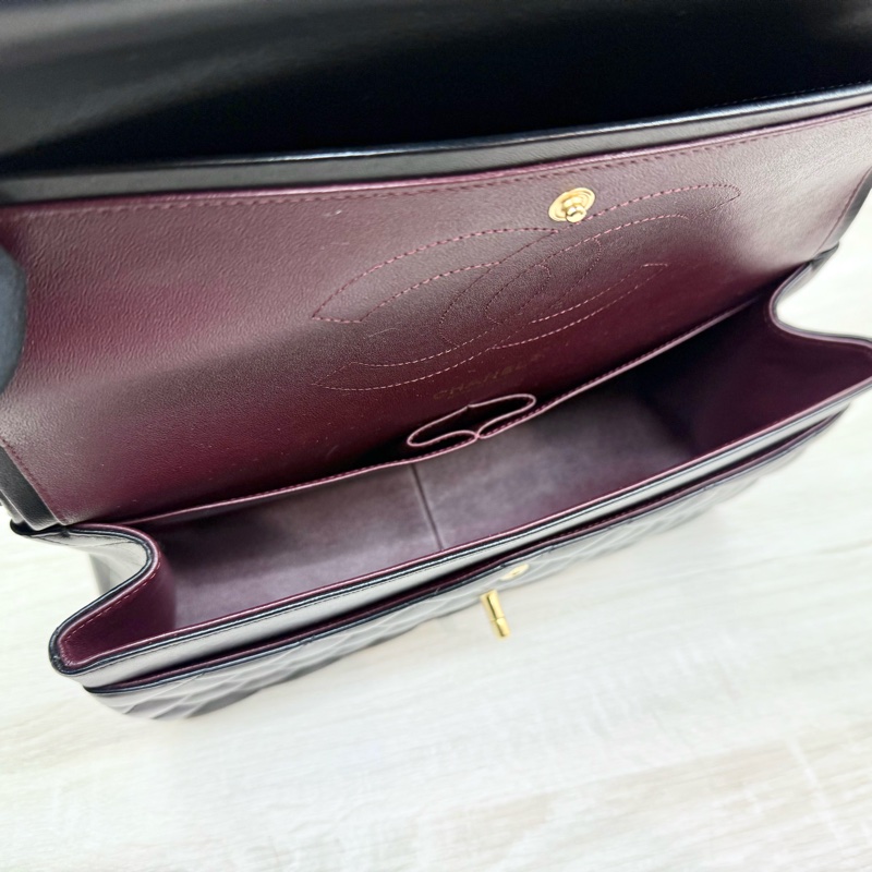 CHANEL黑色羊皮金釦JUMBO COCO30cm/A58600-11