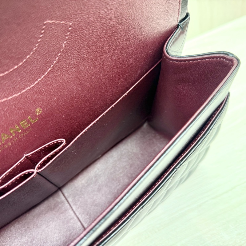 CHANEL黑色羊皮金釦JUMBO COCO30cm/A58600-13