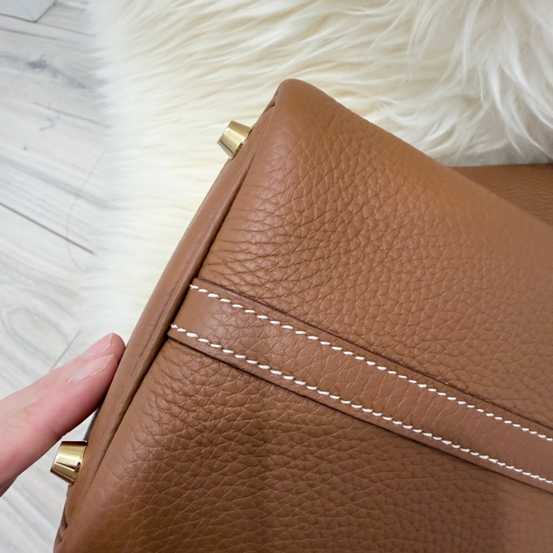 (Hermes愛馬仕 )picotin金剛色 金棕金釦水桶包 95新 菜籃子 18-8