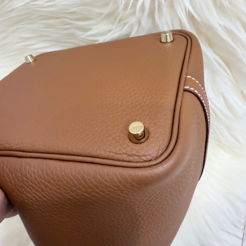 (Hermes愛馬仕 )picotin金剛色 金棕金釦水桶包 95新 菜籃子 18-10