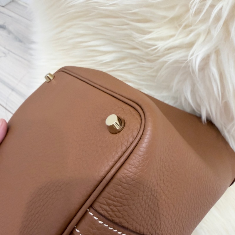 (Hermes愛馬仕 )picotin金剛色 金棕金釦水桶包 95新 菜籃子 18-11