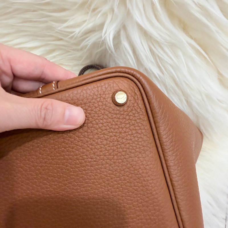 (Hermes愛馬仕 )picotin金剛色 金棕金釦水桶包 95新 菜籃子 18-13