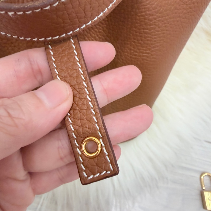 (Hermes愛馬仕 )picotin金剛色 金棕金釦水桶包 95新 菜籃子 18-19