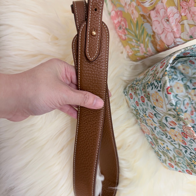 (Hermes愛馬仕 )picotin金剛色 金棕金釦水桶包 95新 菜籃子 18-30