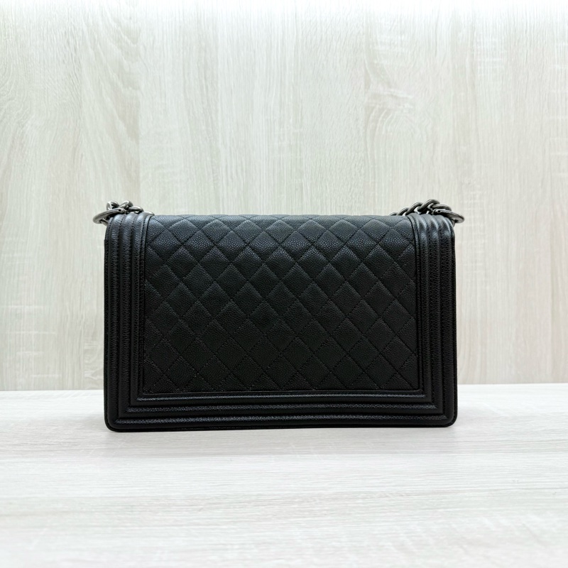 CHANEL黑色羊皮銀釦BOY28/A92193-1