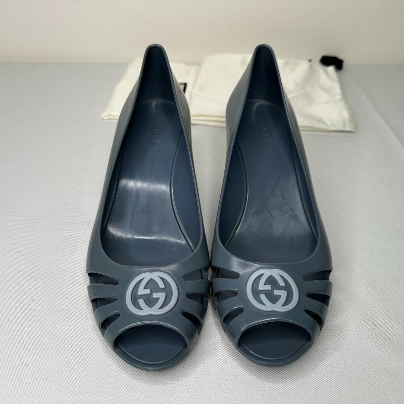 GUCCI 雙G藍色膠鞋-1