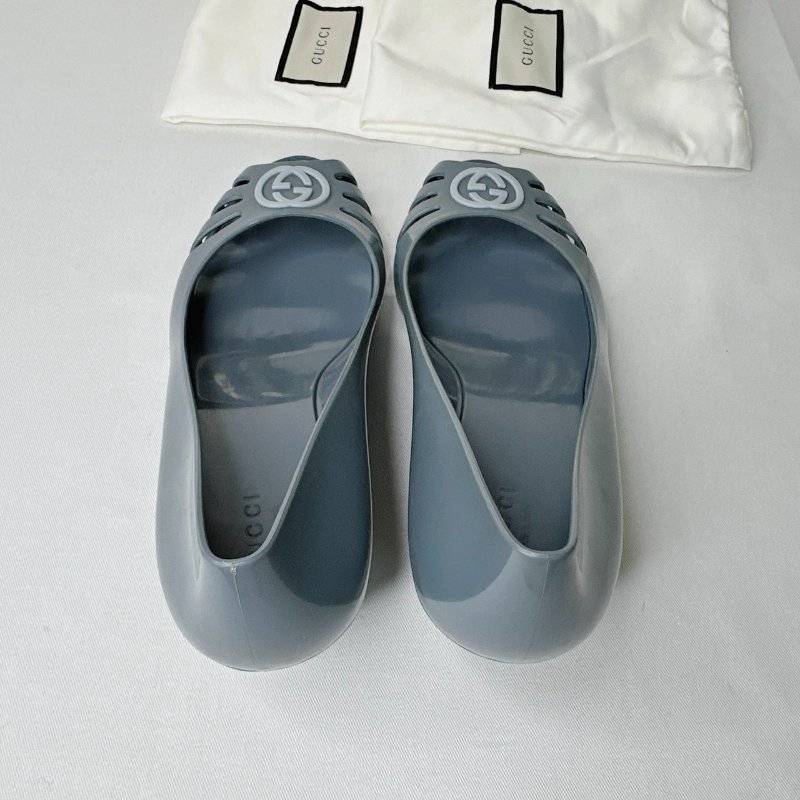 GUCCI 雙G藍色膠鞋-4