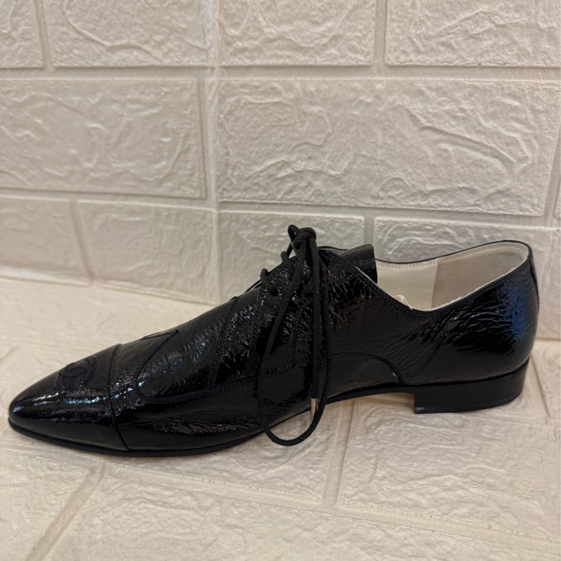 新年大特價✨✨chanel黑漆皮尖頭皮鞋👞-6