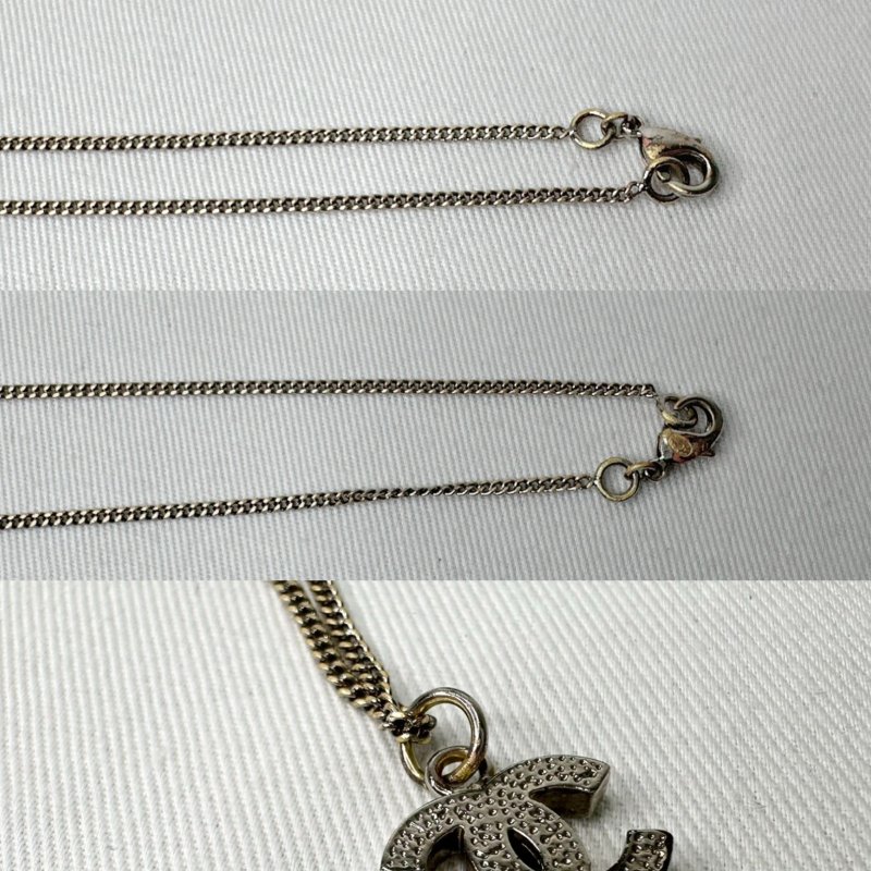 CHANEL 雙C水鑽吊墜項鍊-6