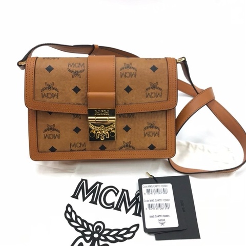 MCM Visetos cognac bag