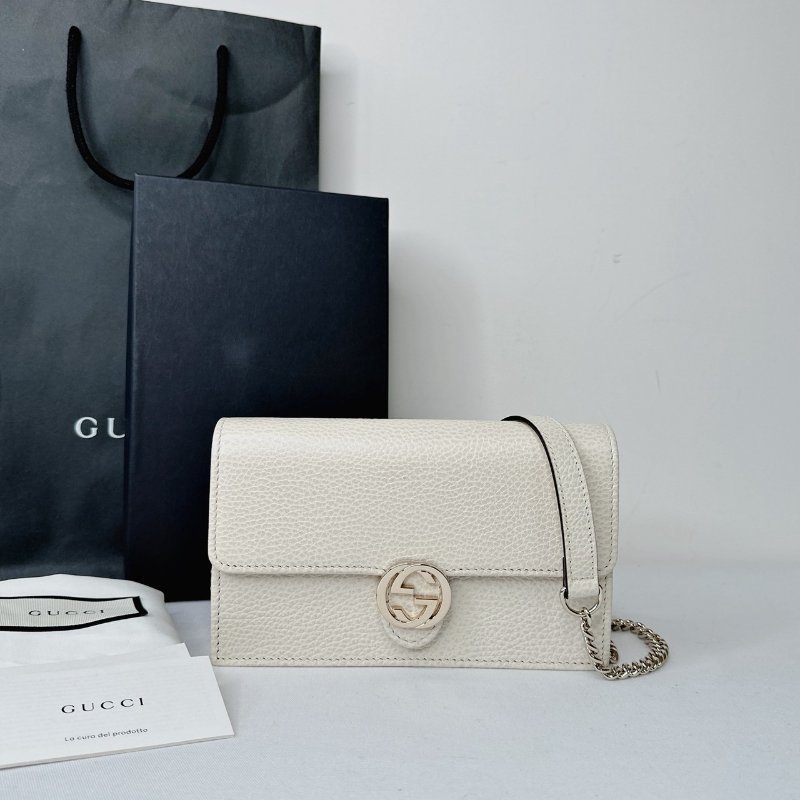 GUCCI 全新奶油白鏈帶WOC-0
