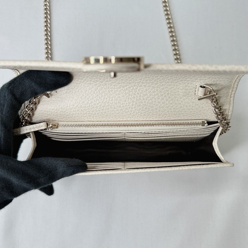 GUCCI 全新奶油白鏈帶WOC-7