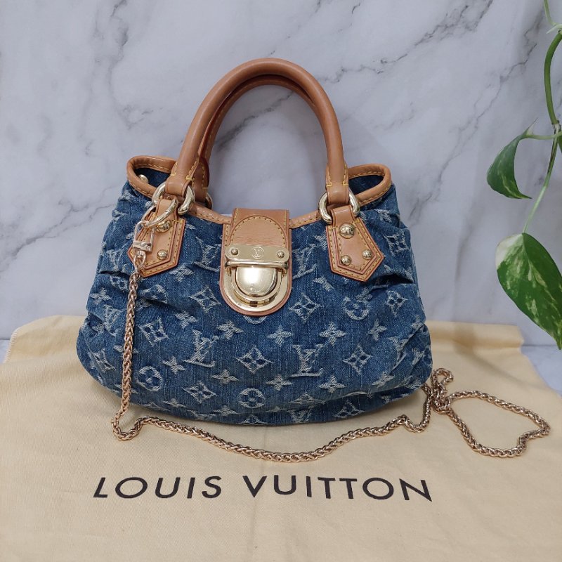 LV M95020  牛仔包🌈現貨實拍🌈 單寧牛仔布手提元寶包~二手-3
