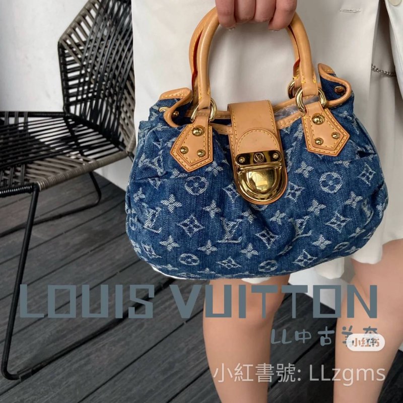 LV M95020  牛仔包🌈現貨實拍🌈 單寧牛仔布手提元寶包~二手-8