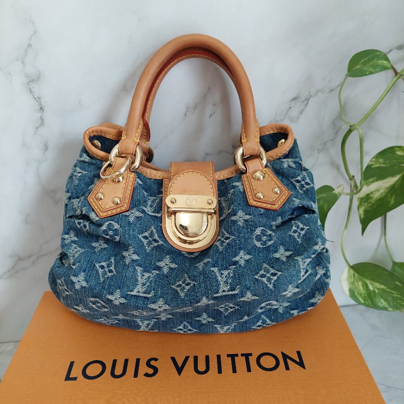 LV M95020  牛仔包🌈現貨實拍🌈 單寧牛仔布手提元寶包~二手-13