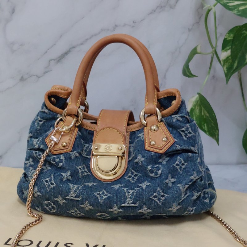 LV M95020  牛仔包🌈現貨實拍🌈 單寧牛仔布手提元寶包~二手-15
