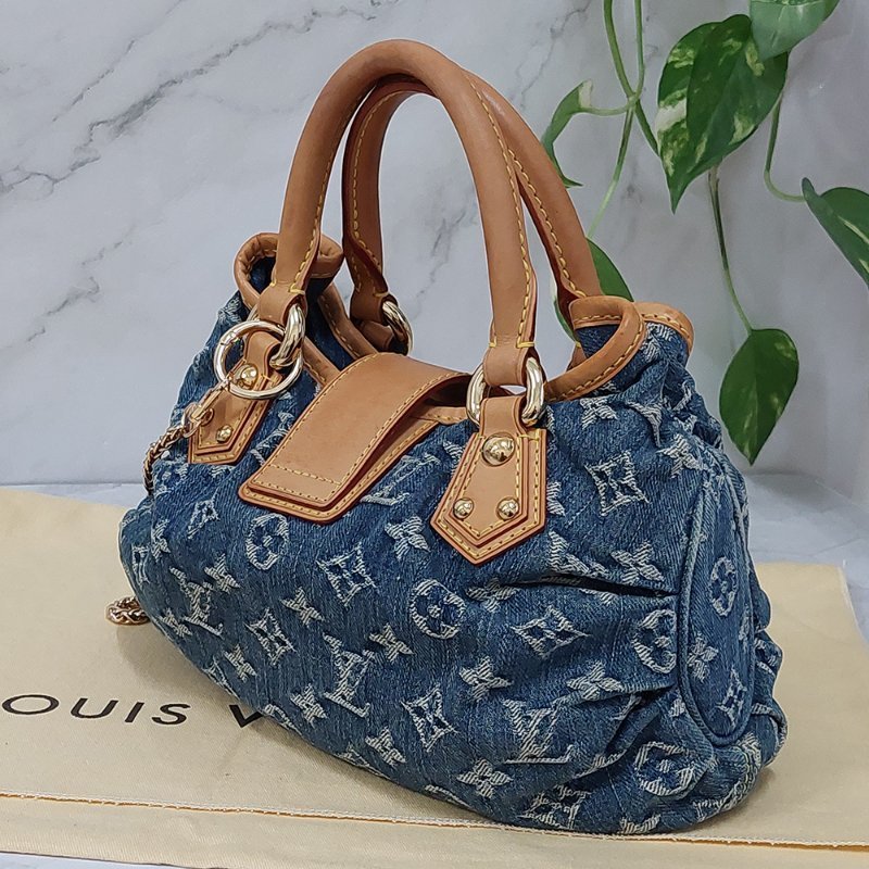 LV M95020  牛仔包🌈現貨實拍🌈 單寧牛仔布手提元寶包~二手-20