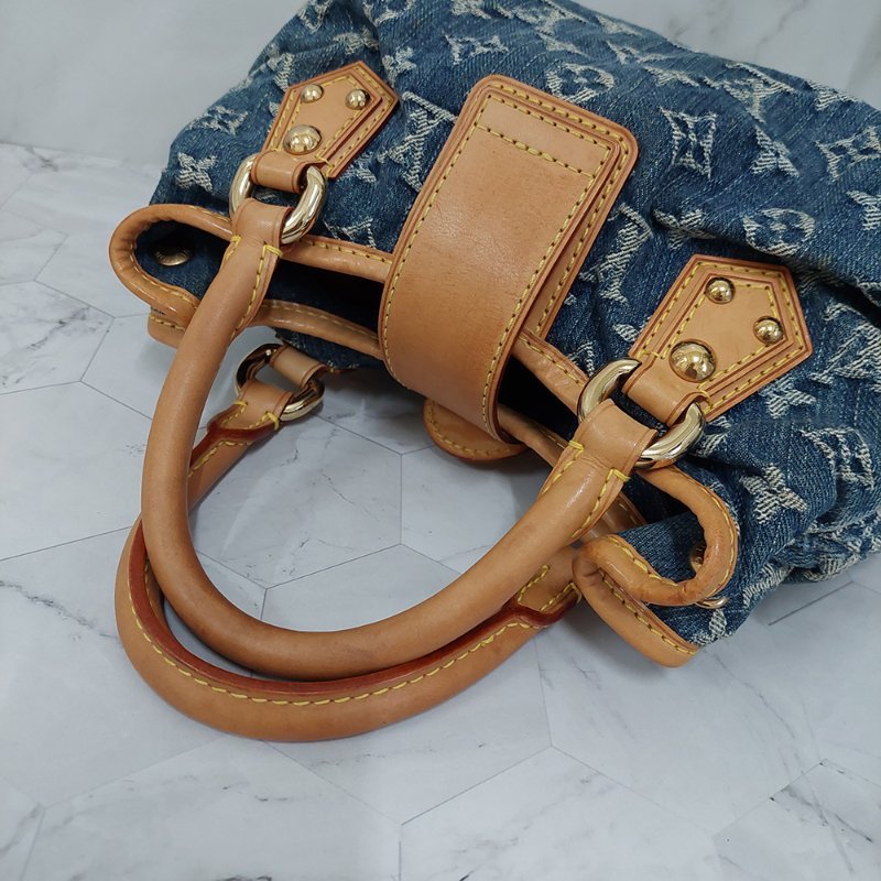 LV M95020  牛仔包🌈現貨實拍🌈 單寧牛仔布手提元寶包~二手-25