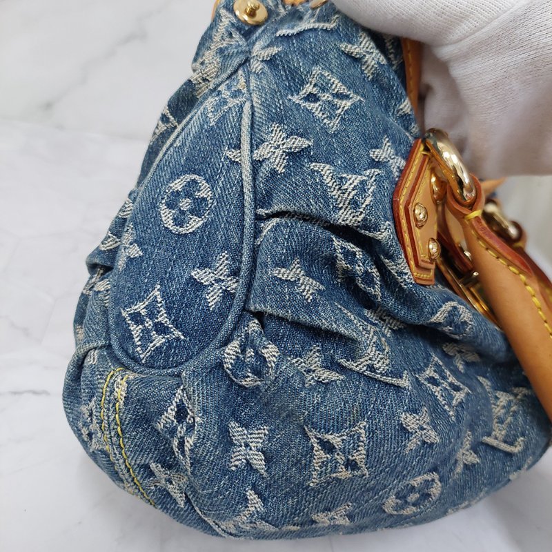LV M95020  牛仔包🌈現貨實拍🌈 單寧牛仔布手提元寶包~二手-34