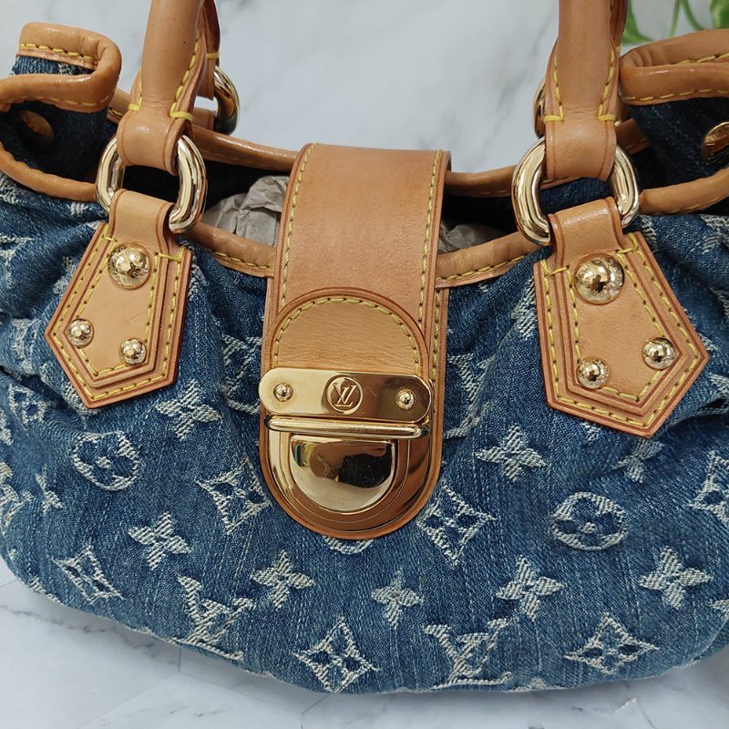 LV M95020  牛仔包🌈現貨實拍🌈 單寧牛仔布手提元寶包~二手-51