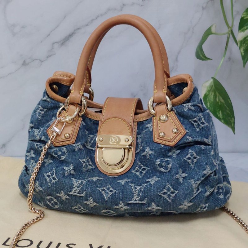 LV M95020  牛仔包🌈現貨實拍🌈 單寧牛仔布手提元寶包~二手-57