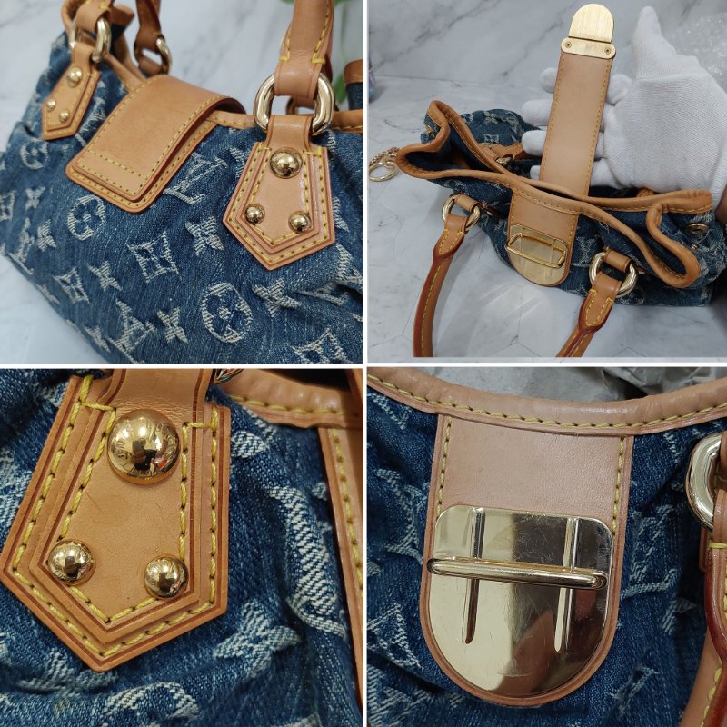 LV M95020  牛仔包🌈現貨實拍🌈 單寧牛仔布手提元寶包~二手-71