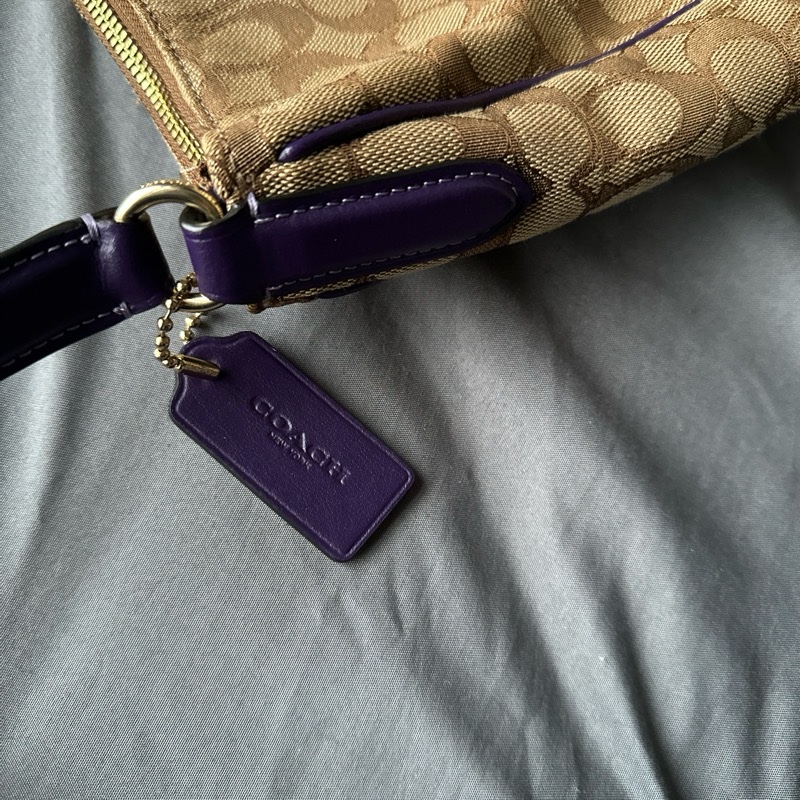 Coach 原色帆布 × 深紫色皮革肩帶 手提 / 肩背-1