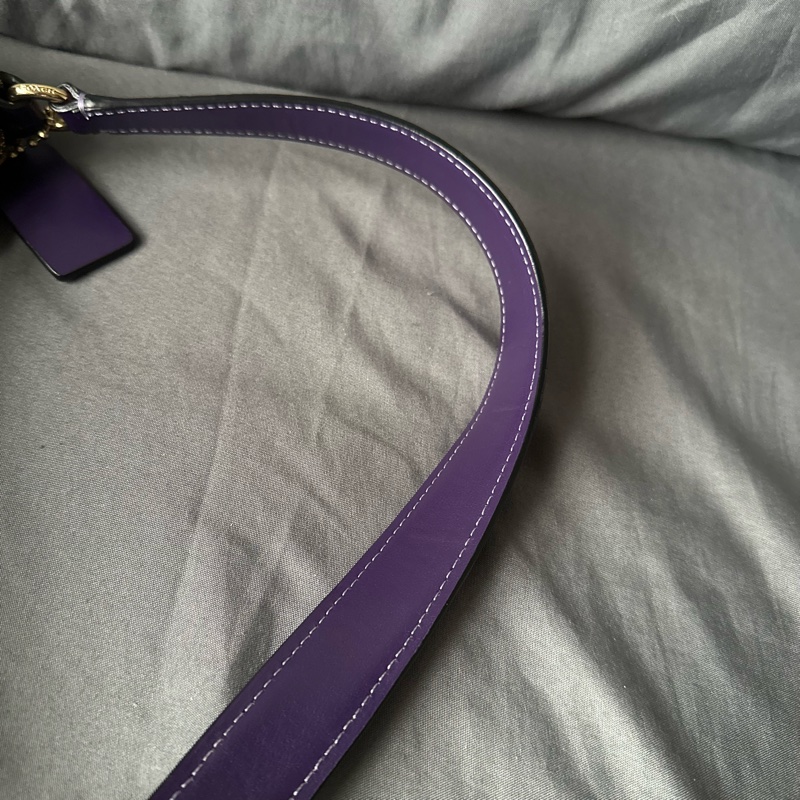 Coach 原色帆布 × 深紫色皮革肩帶 手提 / 肩背-15