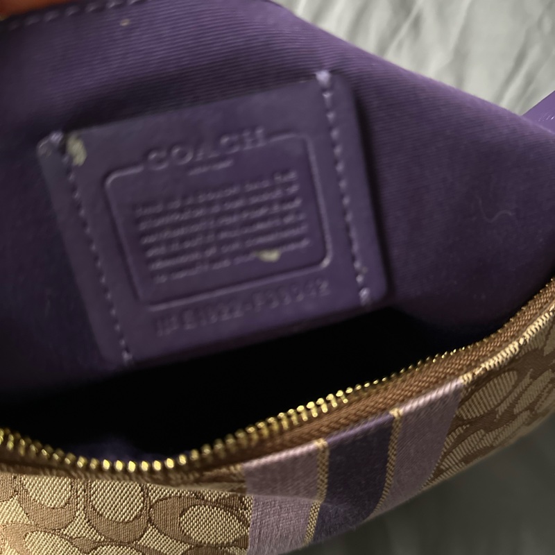 Coach 原色帆布 × 深紫色皮革肩帶 手提 / 肩背-17