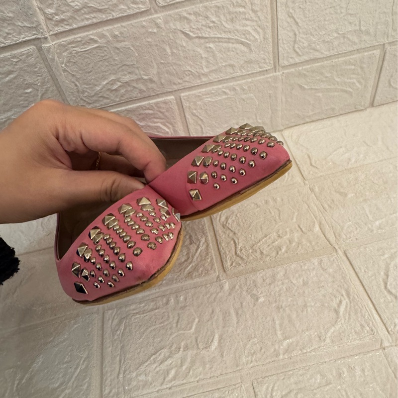 Gucci粉色銀卯釘娃娃鞋 34.5號-2
