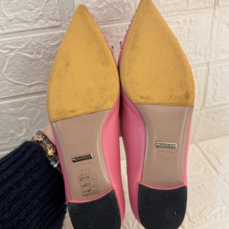 Gucci粉色銀卯釘娃娃鞋 34.5號-15