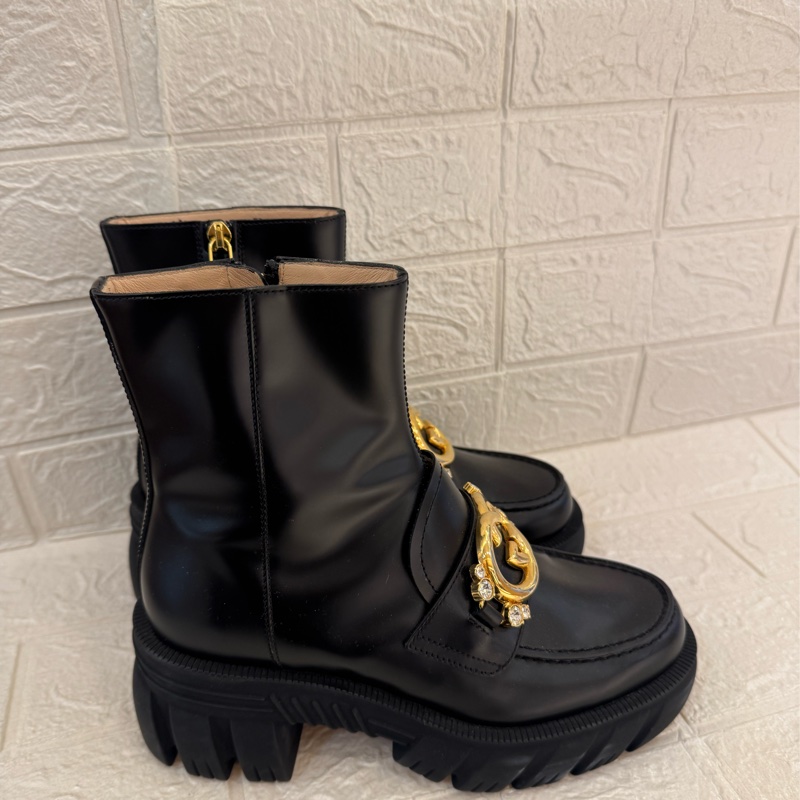 新年到必入手✨Gucci黑色金雙G小鑽厚底靴子 35號-2