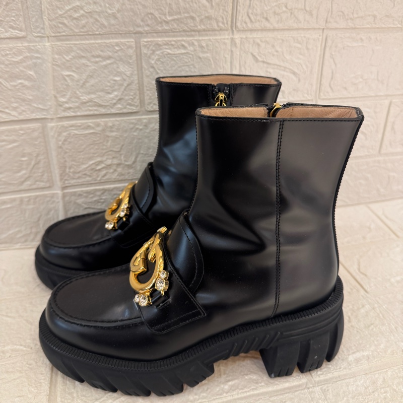 新年到必入手✨Gucci黑色金雙G小鑽厚底靴子 35號-3