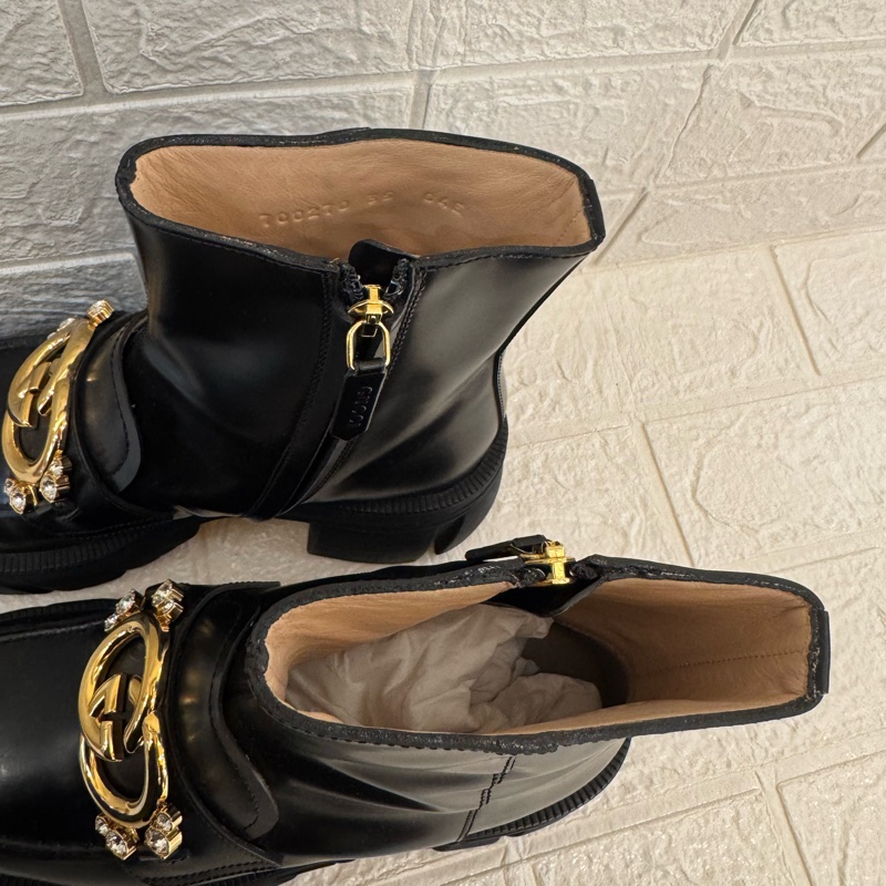 新年到必入手✨Gucci黑色金雙G小鑽厚底靴子 35號-4