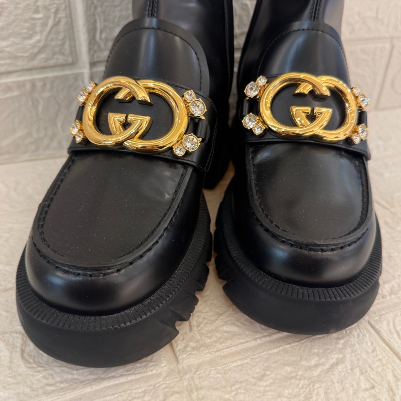 新年到必入手✨Gucci黑色金雙G小鑽厚底靴子 35號-5