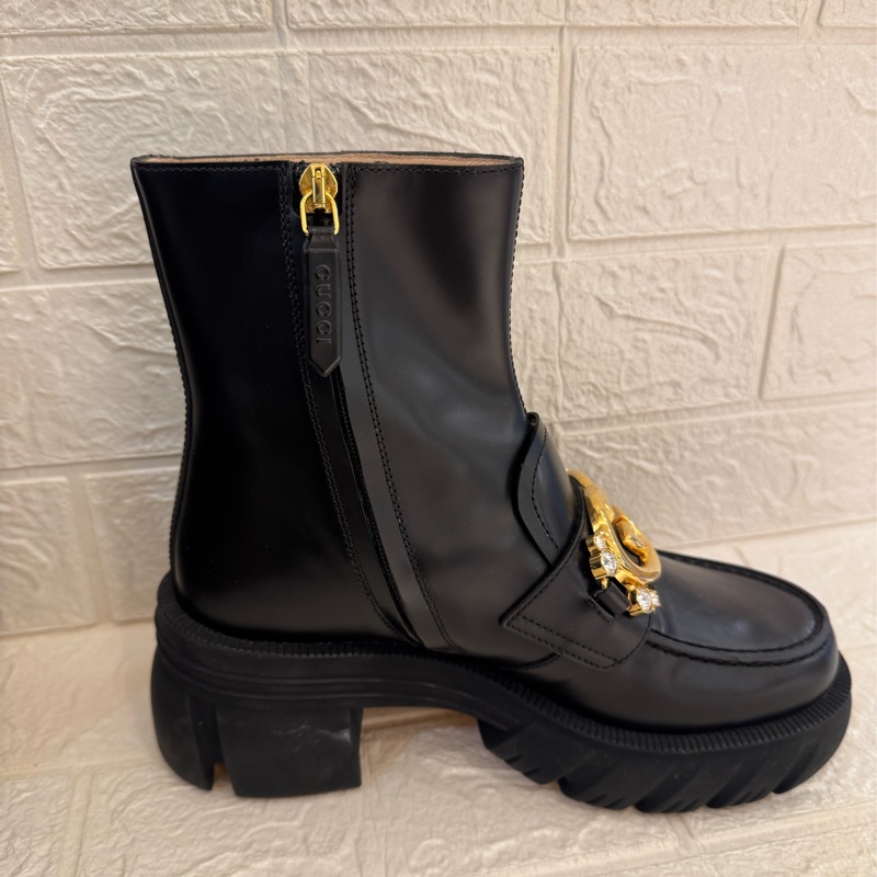 新年到必入手✨Gucci黑色金雙G小鑽厚底靴子 35號-8