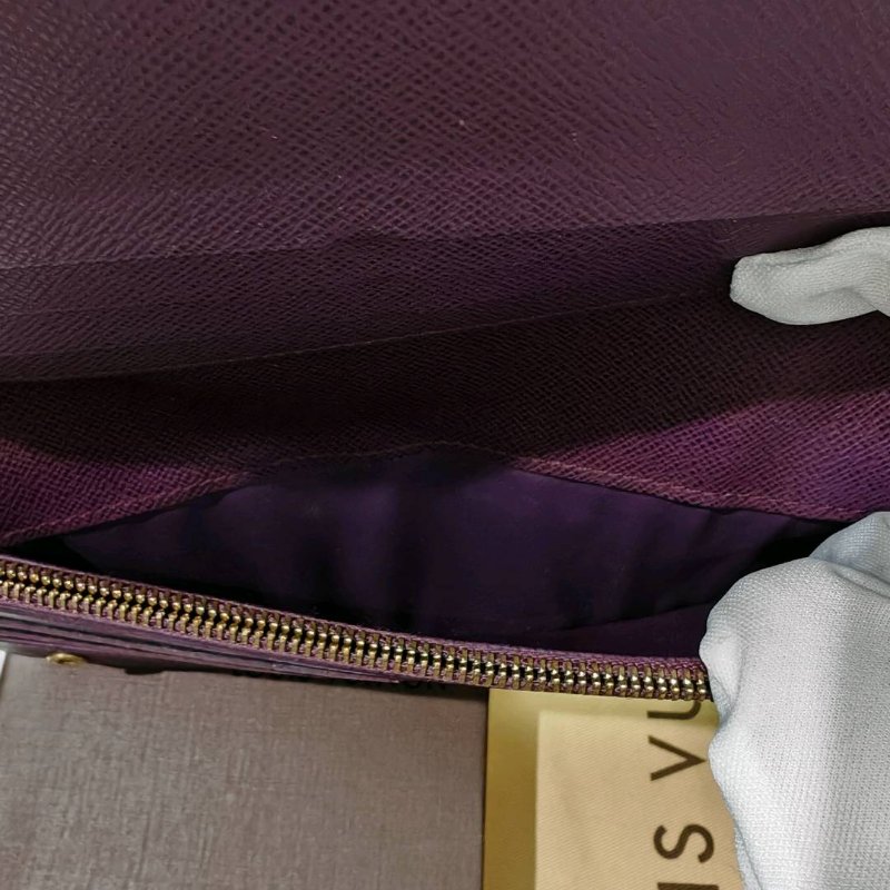 LV 老花 長銀包 紫色內裏-6