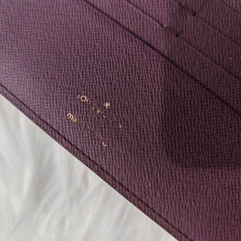 LV 老花 長銀包 紫色內裏-7