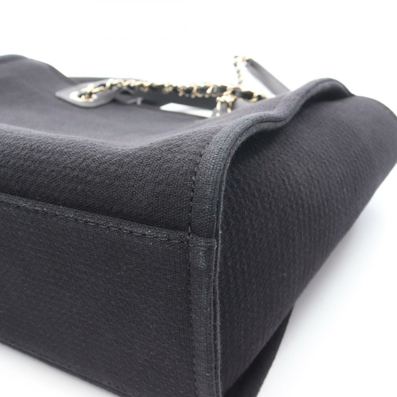 香奈兒 Deauville MM 鏈單背包，黑色皮革布料，金色五金，二手女款-5