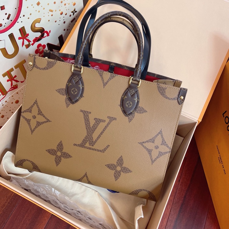 芯片款Lv onthego 中號tote 焦糖色雙面-2