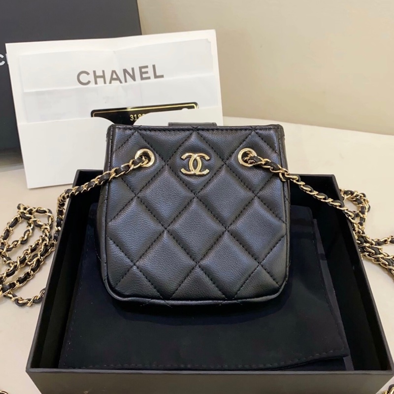 【97%新 ✨ 全網最低價！】31開 Chanel 黑色 mini 小羊皮 22c 小廢包 卡片包 有卡-0