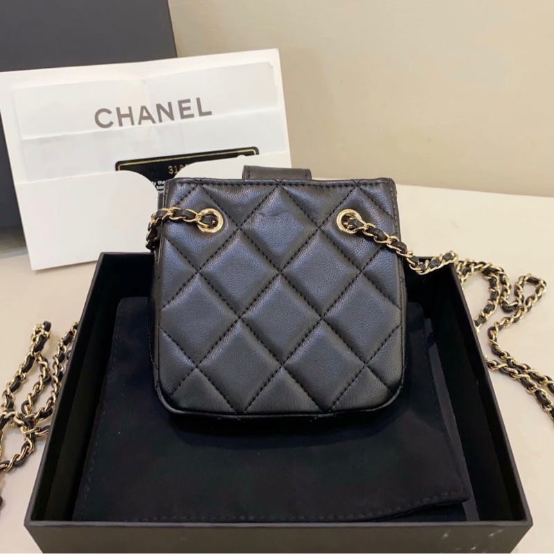 【97%新 ✨ 全網最低價！】31開 Chanel 黑色 mini 小羊皮 22c 小廢包 卡片包 有卡-1