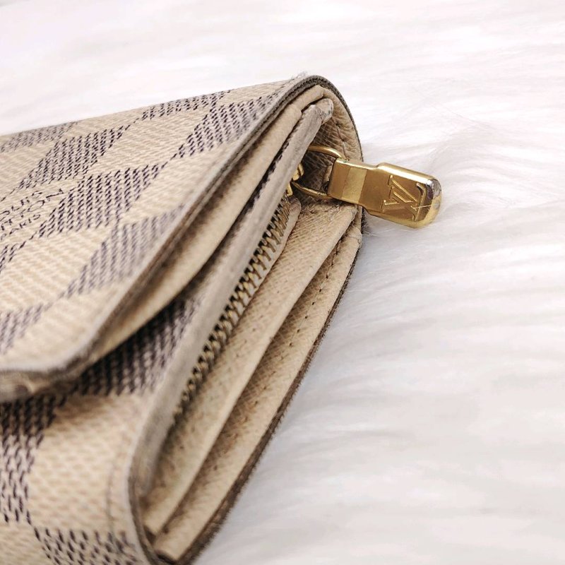 LV 白棋盤格 銀包 簽名款-3