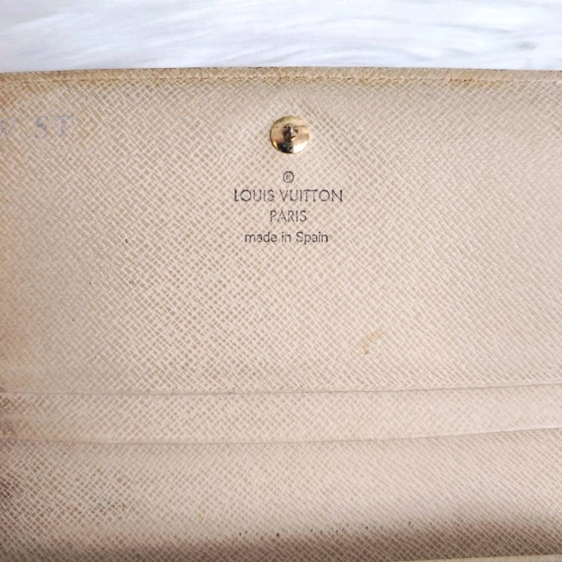 LV 白棋盤格 銀包 簽名款-7