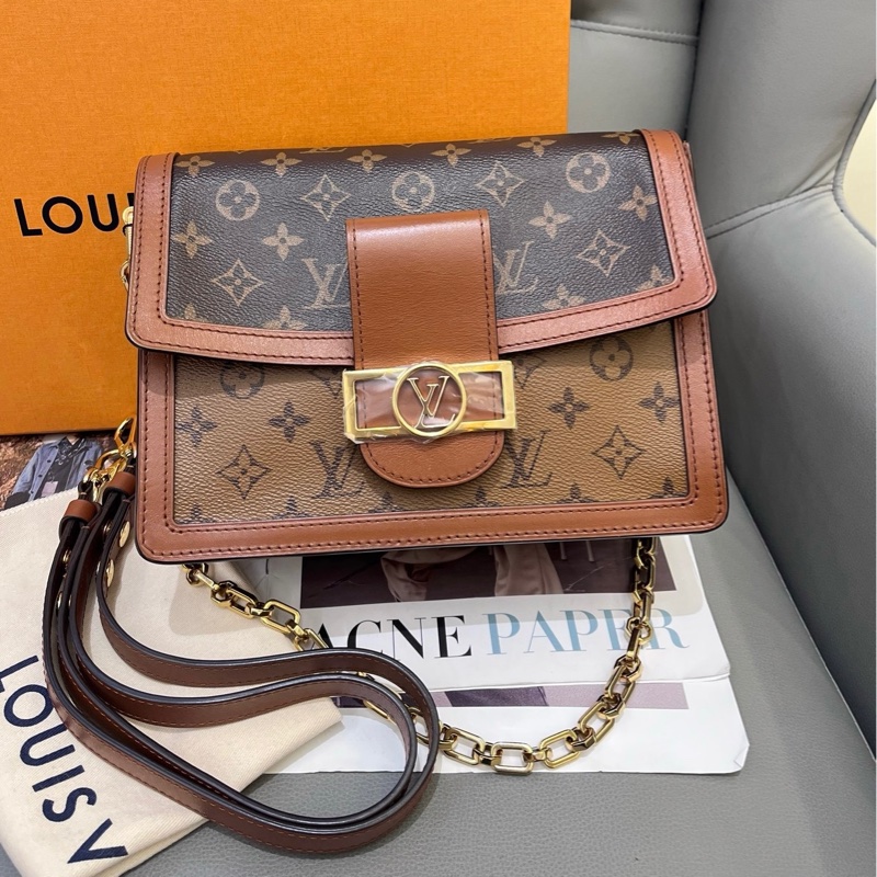 LV中號達芙妮dauphine拼色老花單肩斜挎包-0